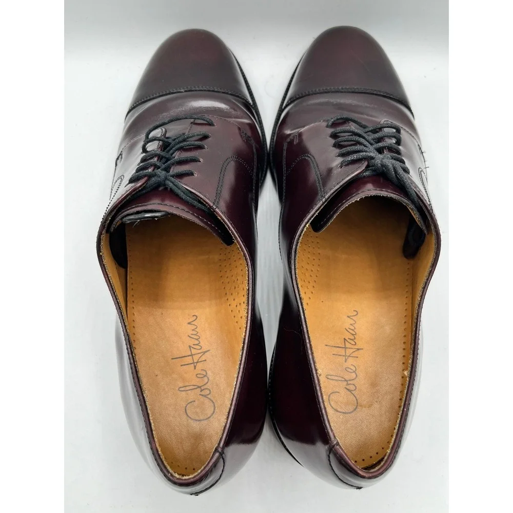 Cole Haan Men Sz 11D Burgundy Leather Cap Toe Derby Dress Shoes 08331